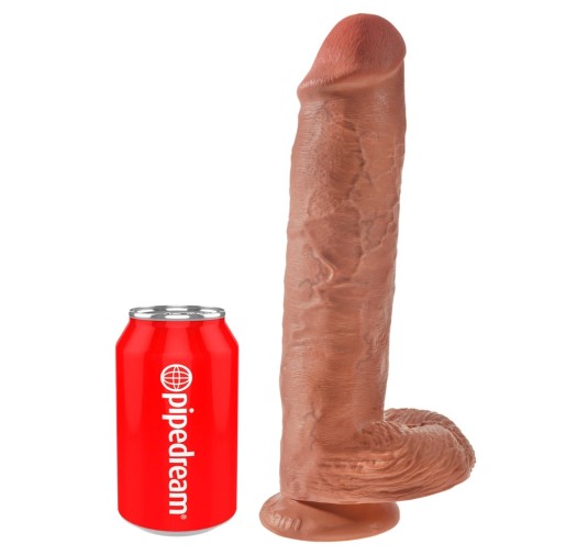 King Cock - Realistyczne Dildo Z Żołędziem Jądrami I Żyłkami 28 CM Ciemny Kolor Skóry